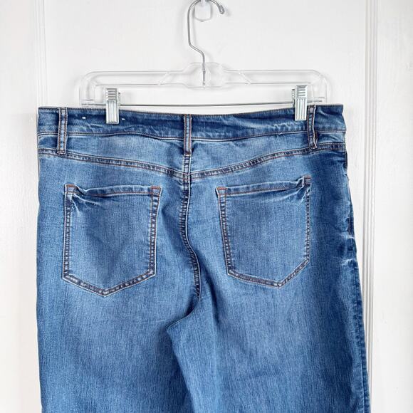 LOFT Ann Taylor Wide Leg Cropped Released Raw Hem Jeans Size 31 / 12 Stretch - Picture 8 of 11